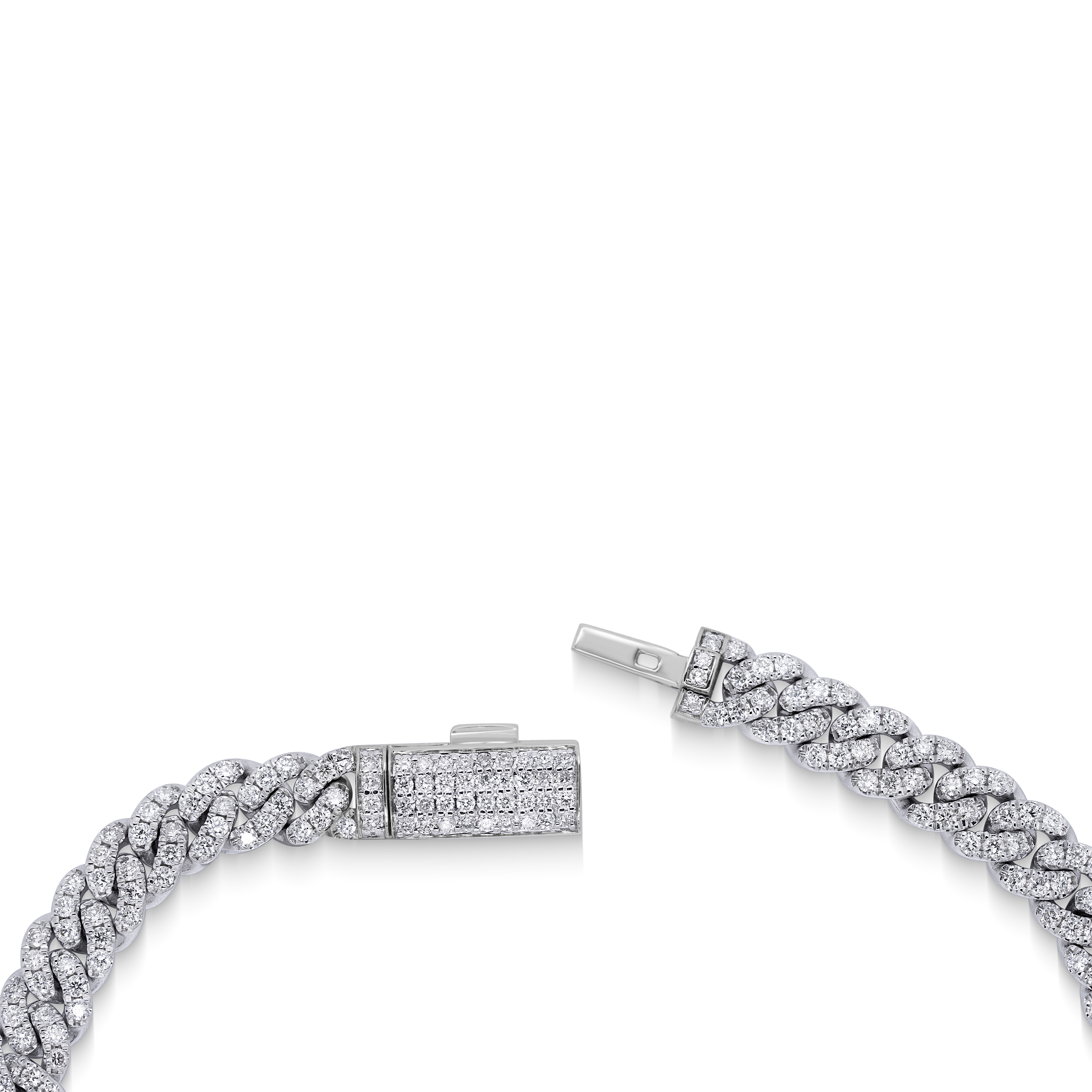 Diamond Panther Complete Necklace/Bracelet/Earrings set 3.70 ct. 14K White Gold